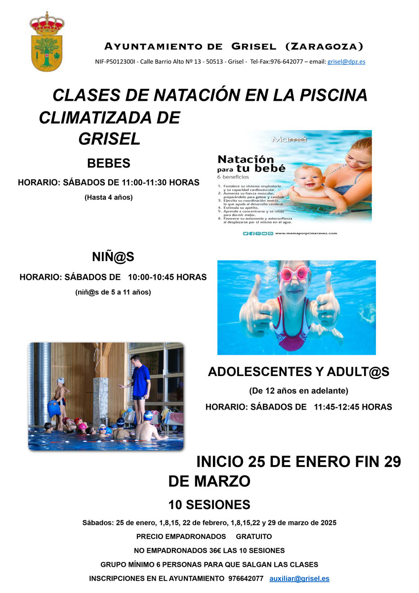 CLASES DE NATACIÓN EN LA PISCINA
CLIMATIZADA DE
GRISEL